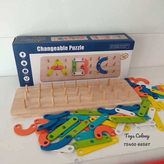 Changeable Puzzle | Wooden Shape Construction Activity Set, Fine Motor Skills, Hand Eye Coordination, Cognitive Development