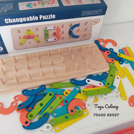 Changeable Puzzle | Wooden Shape Construction Activity Set, Fine Motor Skills, Hand Eye Coordination, Cognitive Development