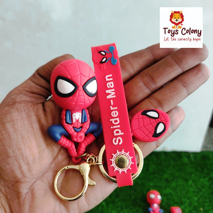 Superhero Spiderman 3D Silicone Keychain with Hook & Lanyard Key Chain