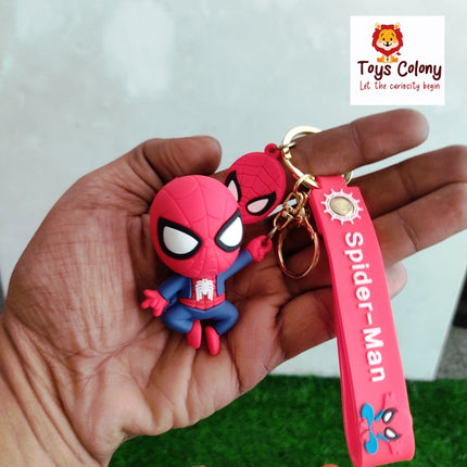 Superhero Spiderman 3D Silicone Keychain with Hook & Lanyard Key Chain