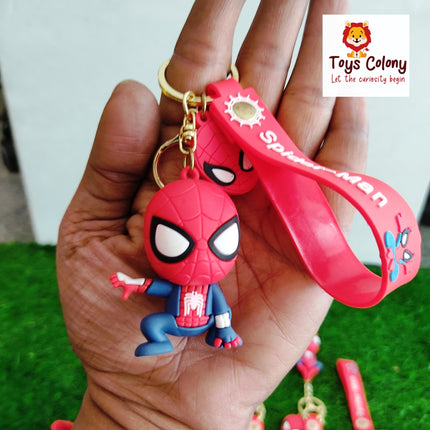 Superhero Spiderman 3D Silicone Keychain with Hook & Lanyard Key Chain