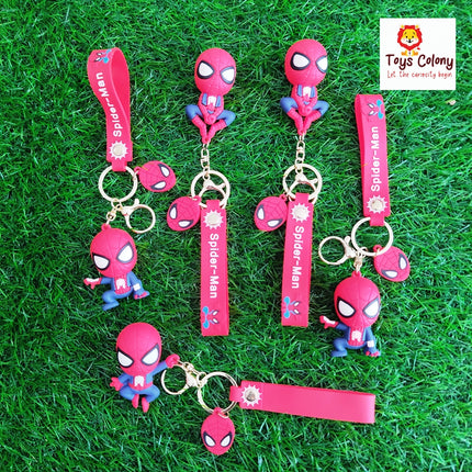 Superhero Spiderman 3D Silicone Keychain with Hook & Lanyard Key Chain