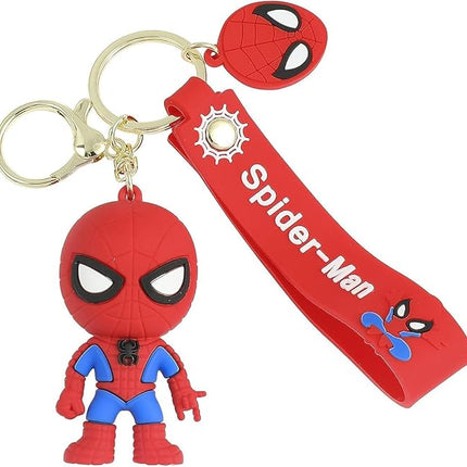 Superhero Spiderman 3D Silicone Keychain with Hook & Lanyard Key Chain