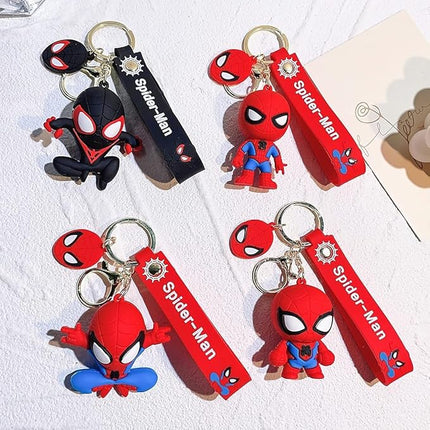 Superhero Spiderman 3D Silicone Keychain with Hook & Lanyard Key Chain