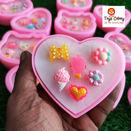 Cute Rings Set for Kids |Jewelry Rings with Heart Shape Box, Birthday Gift