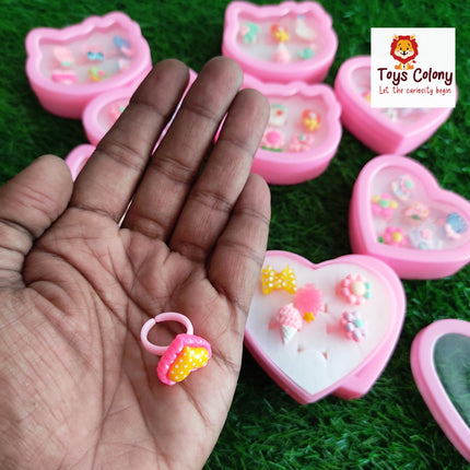 Cute Rings Set for Kids |Jewelry Rings with Heart Shape Box, Birthday Gift