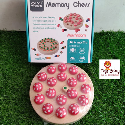 Wooden Memory Chess Game - Mushroom Model - Premium Quality