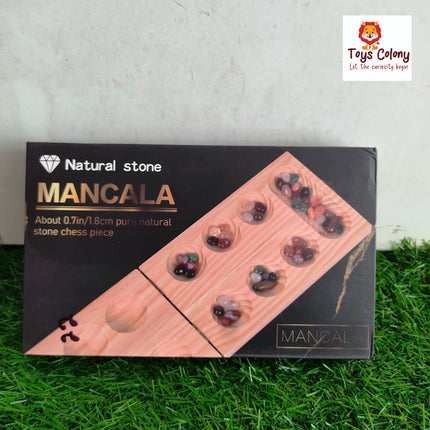 Wooden Board Game with Natural Stones