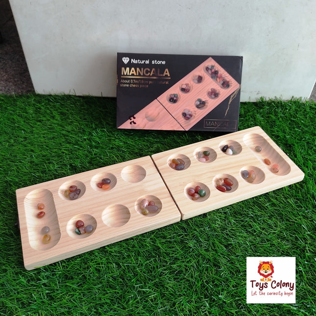 Wooden Board Game with Natural Stones