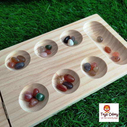 Wooden Board Game with Natural Stones