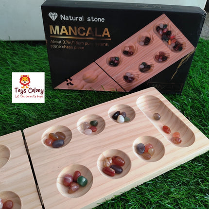 Wooden Board Game with Natural Stones