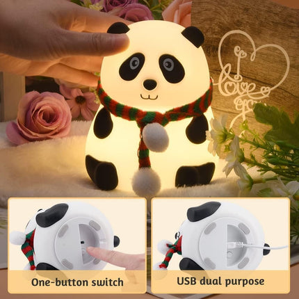 Rechargeable Silicone PANDA LED Lamp, 7-Color Changing