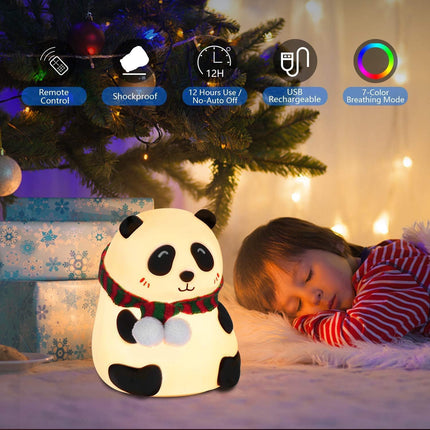 Rechargeable Silicone PANDA LED Lamp, 7-Color Changing