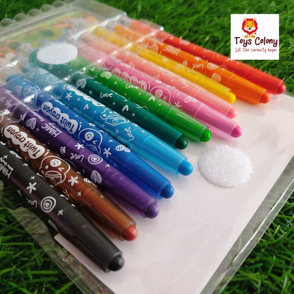 Crayons for Kids, Set of 12 Colors, Retractable, Non-Toxic & Multi-color