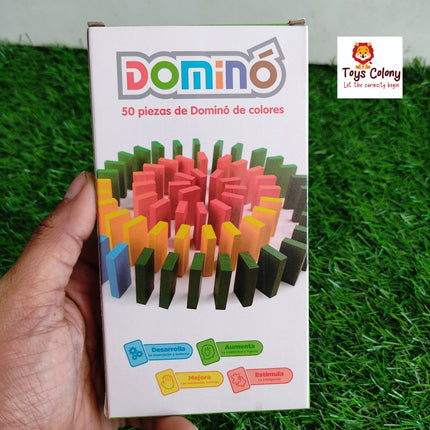 Colorful Wooden Domino Block Set for Kids Educational Play | Helps in Skill Development and Color Recognition