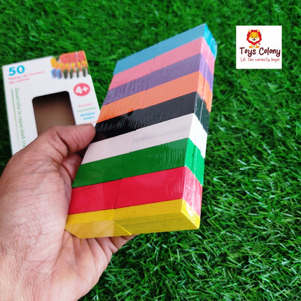 Colorful Wooden Domino Block Set for Kids Educational Play | Helps in Skill Development and Color Recognition