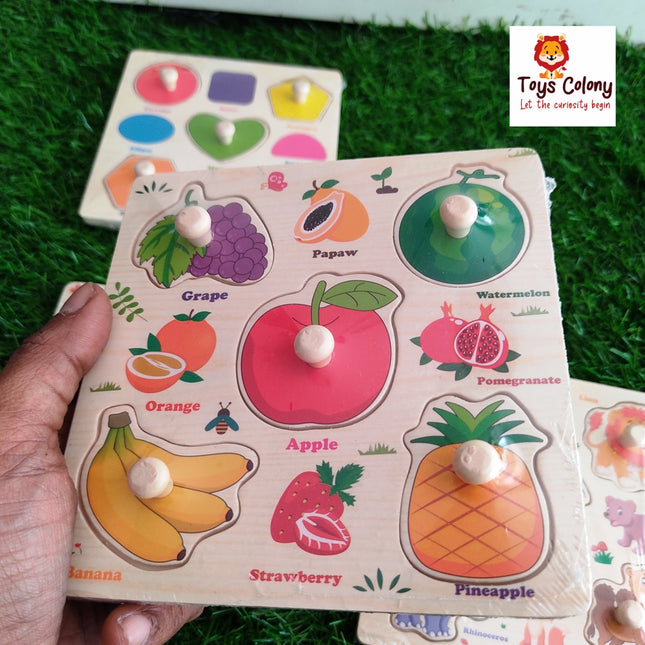 Wooden Peg Boards - Fruits